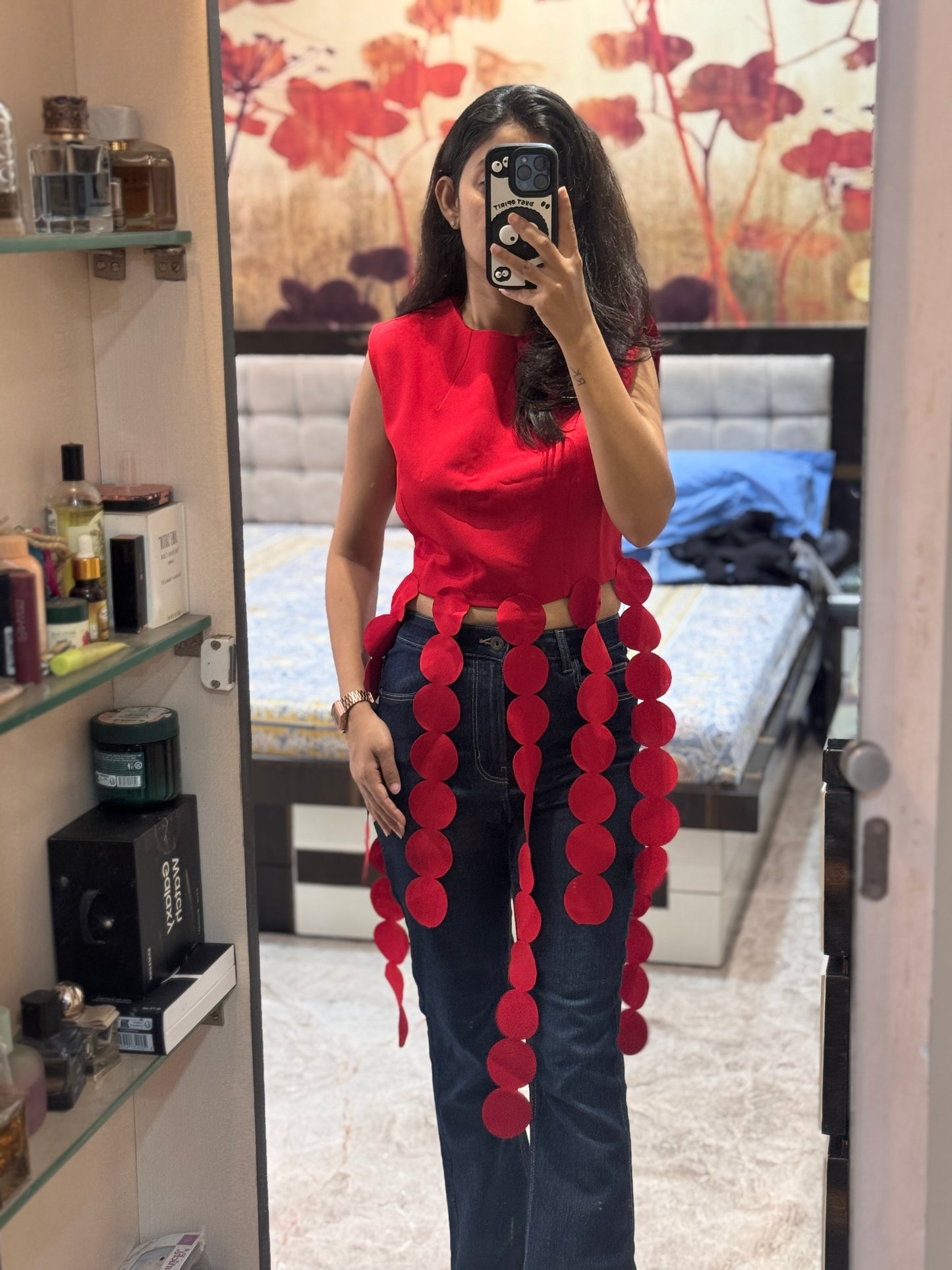 Crop Top with Hanging Circular Cutouts