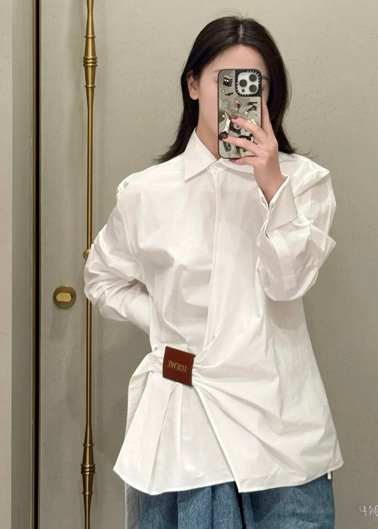 Classic Plain Shirt with Side Ruched Design