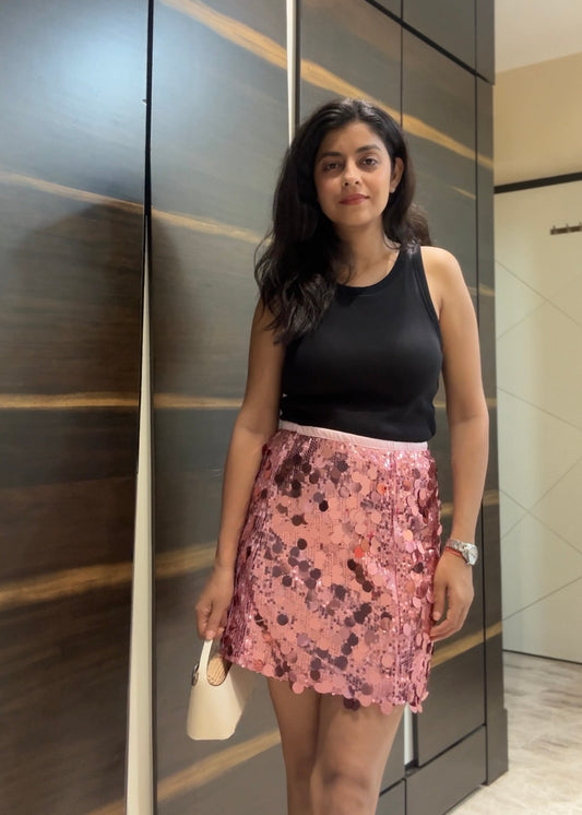 Short Sequins Skirt (pink)