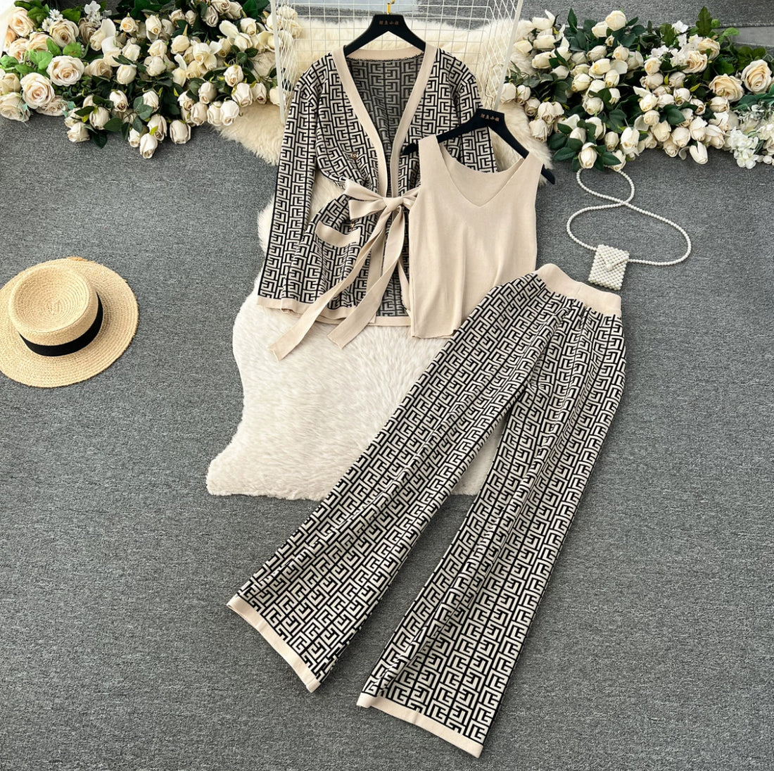 3-Pc Printed Long Jacket Co-Ord Set