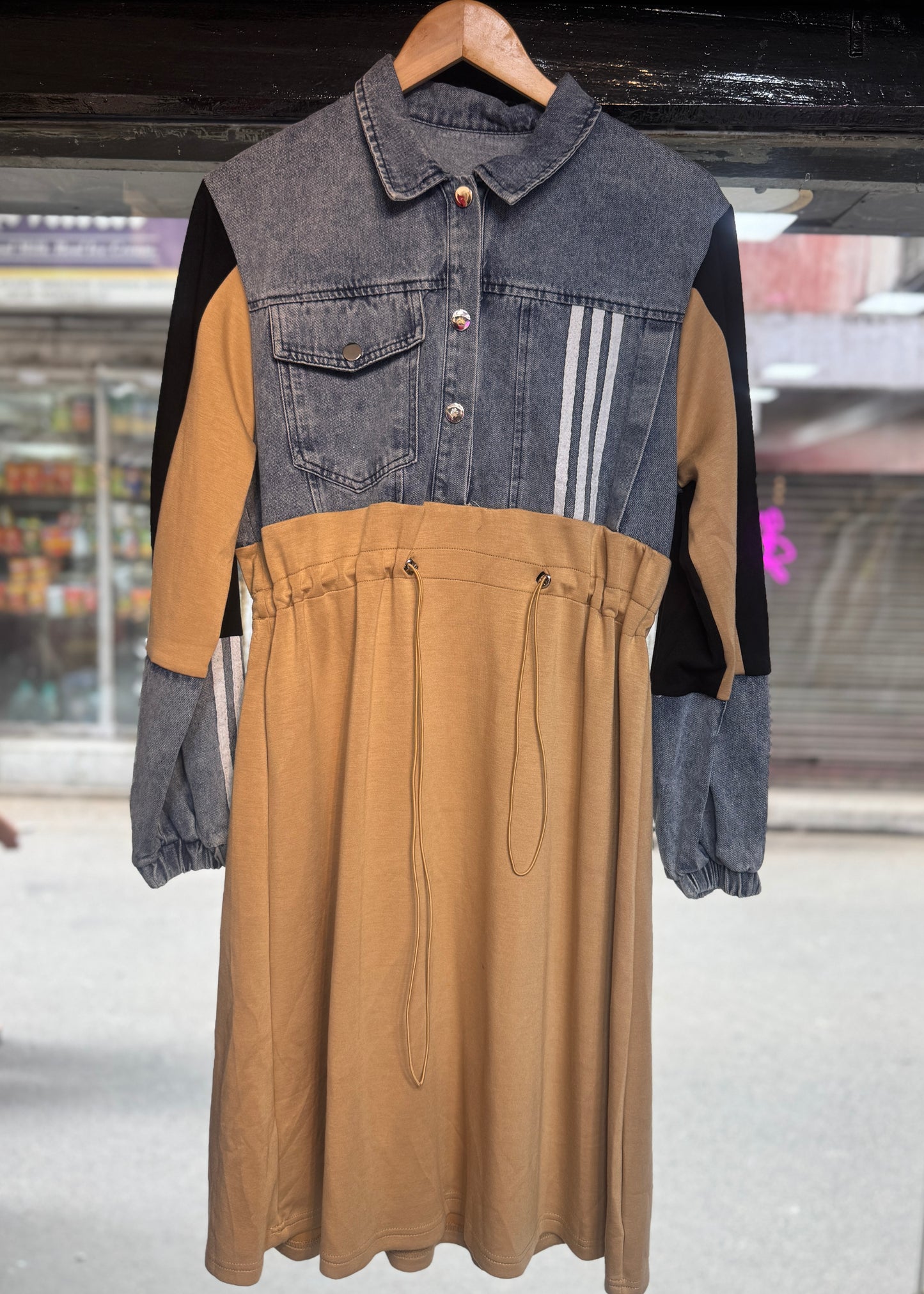 Half Denim Half T-shirt Dress