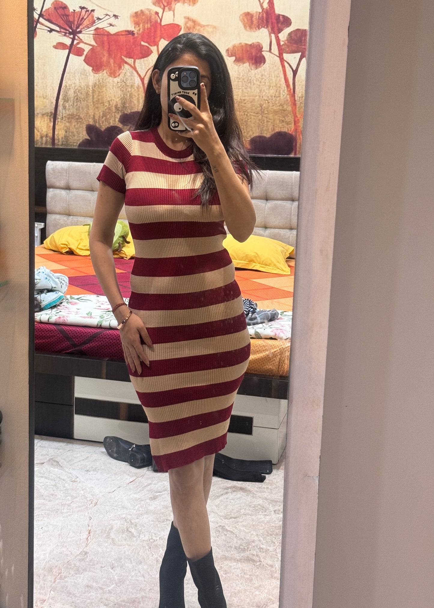 Striped Knitted Midi Dress