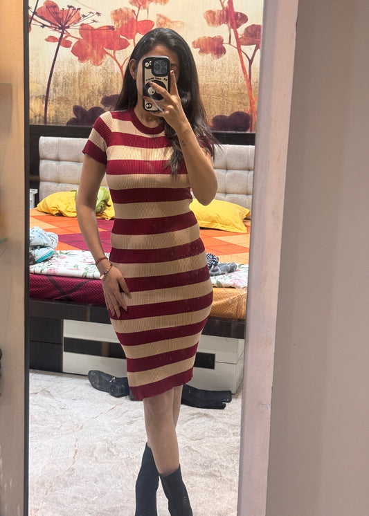Striped Knitted Midi Dress