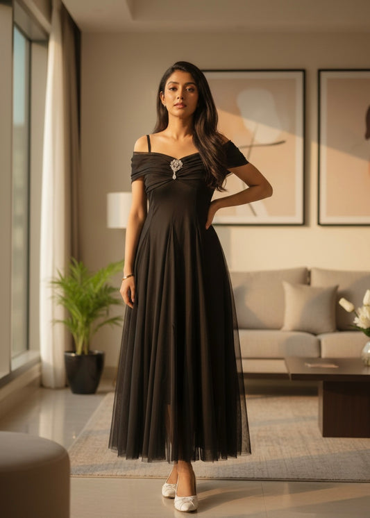Partywear Long Black Dress