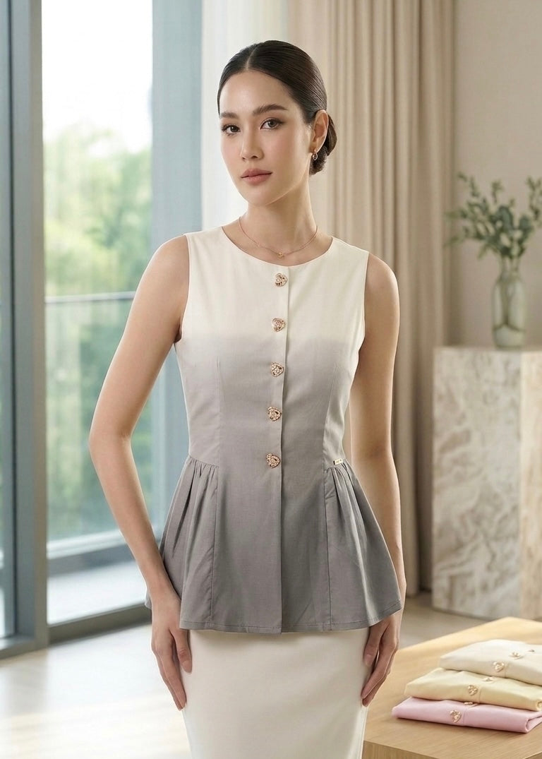 Ombré Shaded Peplum Top
