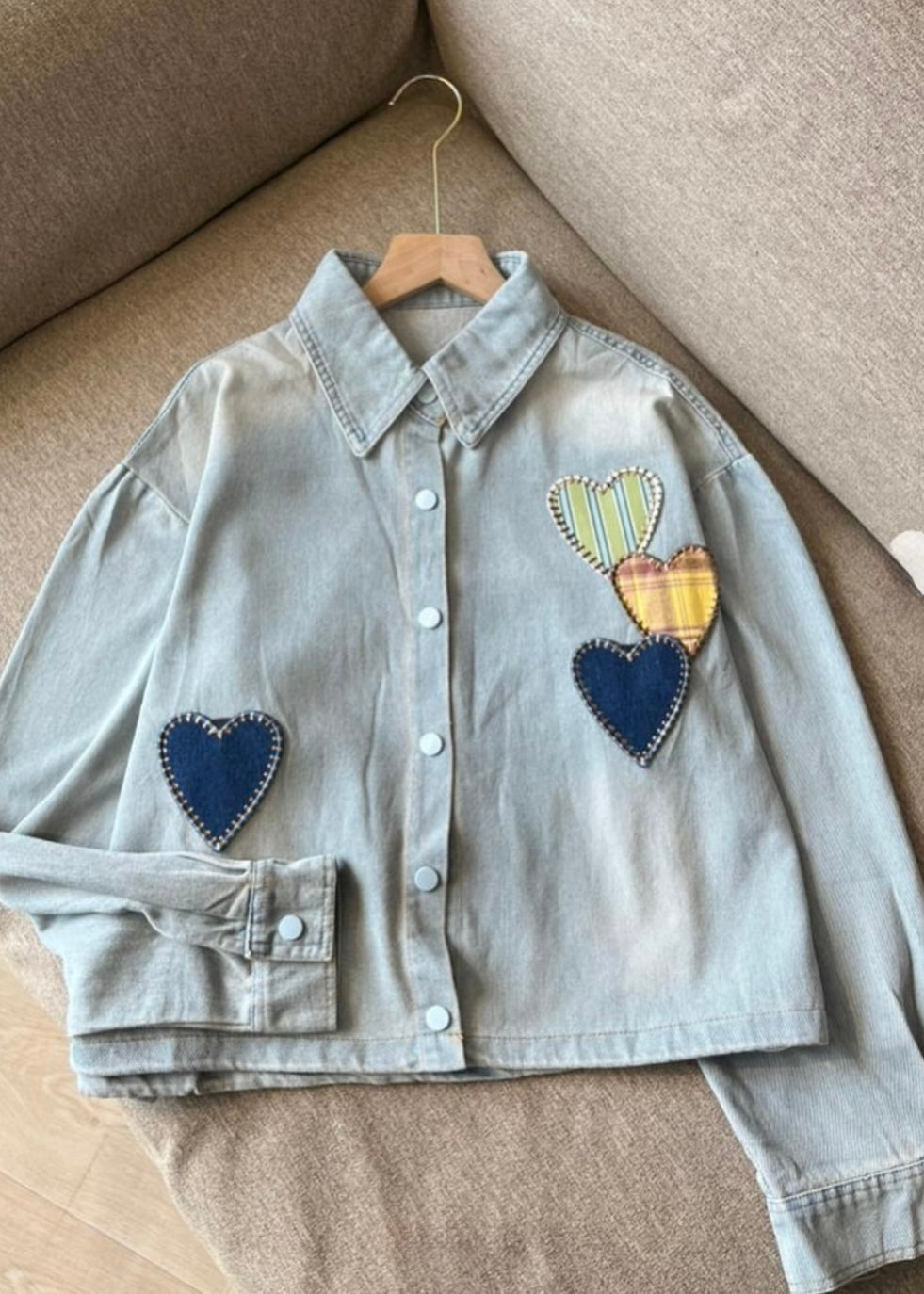 Heart Patchwork Denim Shirt