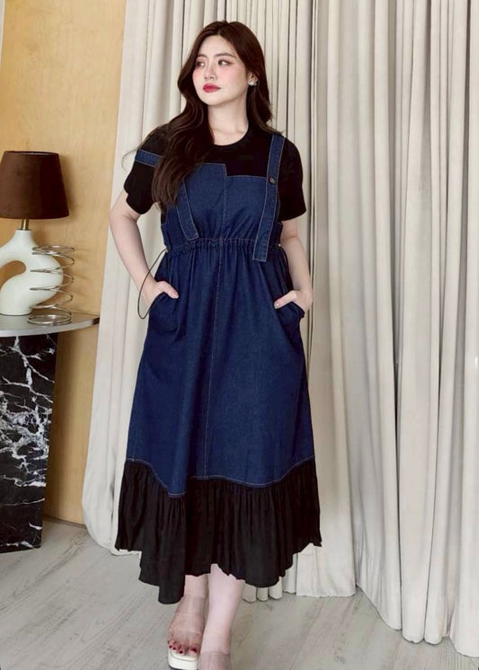 Dungaree Style Denim Dress