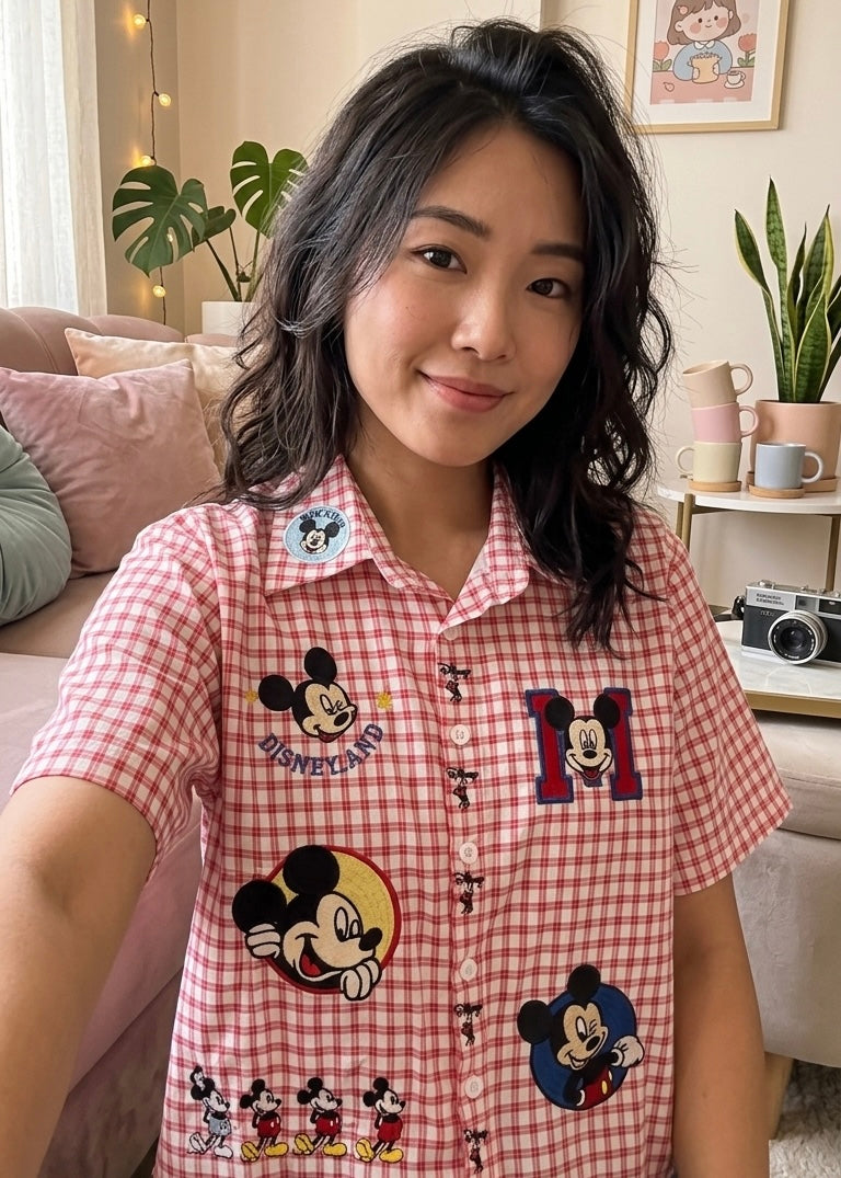 Short Checkered Shirt with Cartoon work