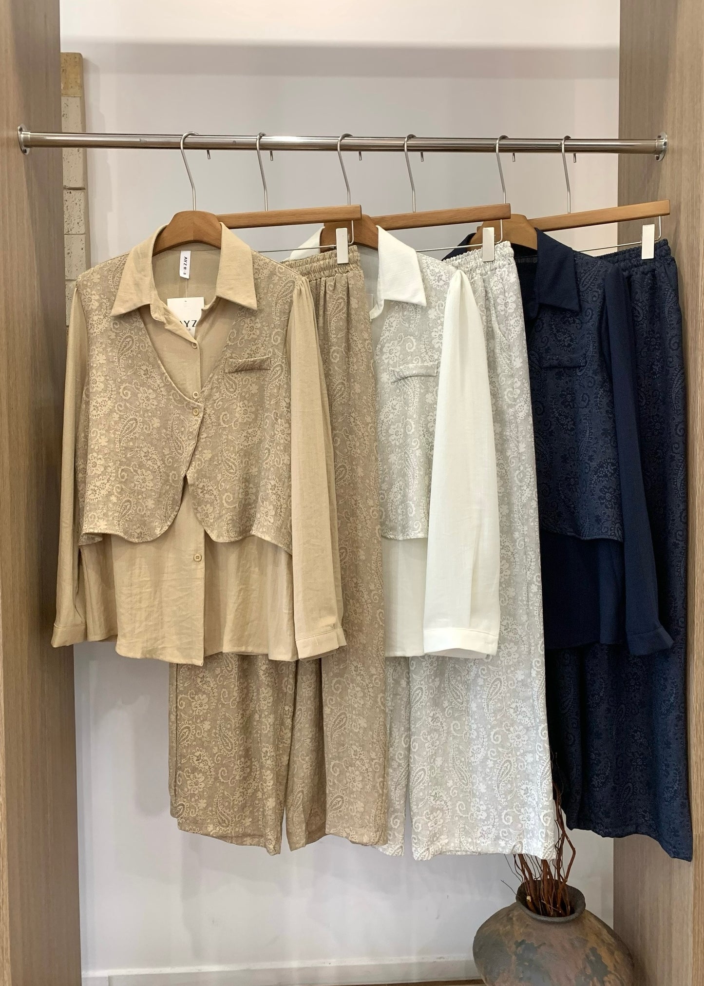 2 Pc Set - Oversized Shirt with attached Waist Coat & Matching Pant