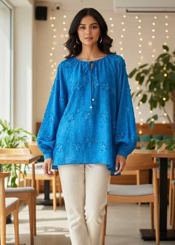 Oversized Embroidered Top