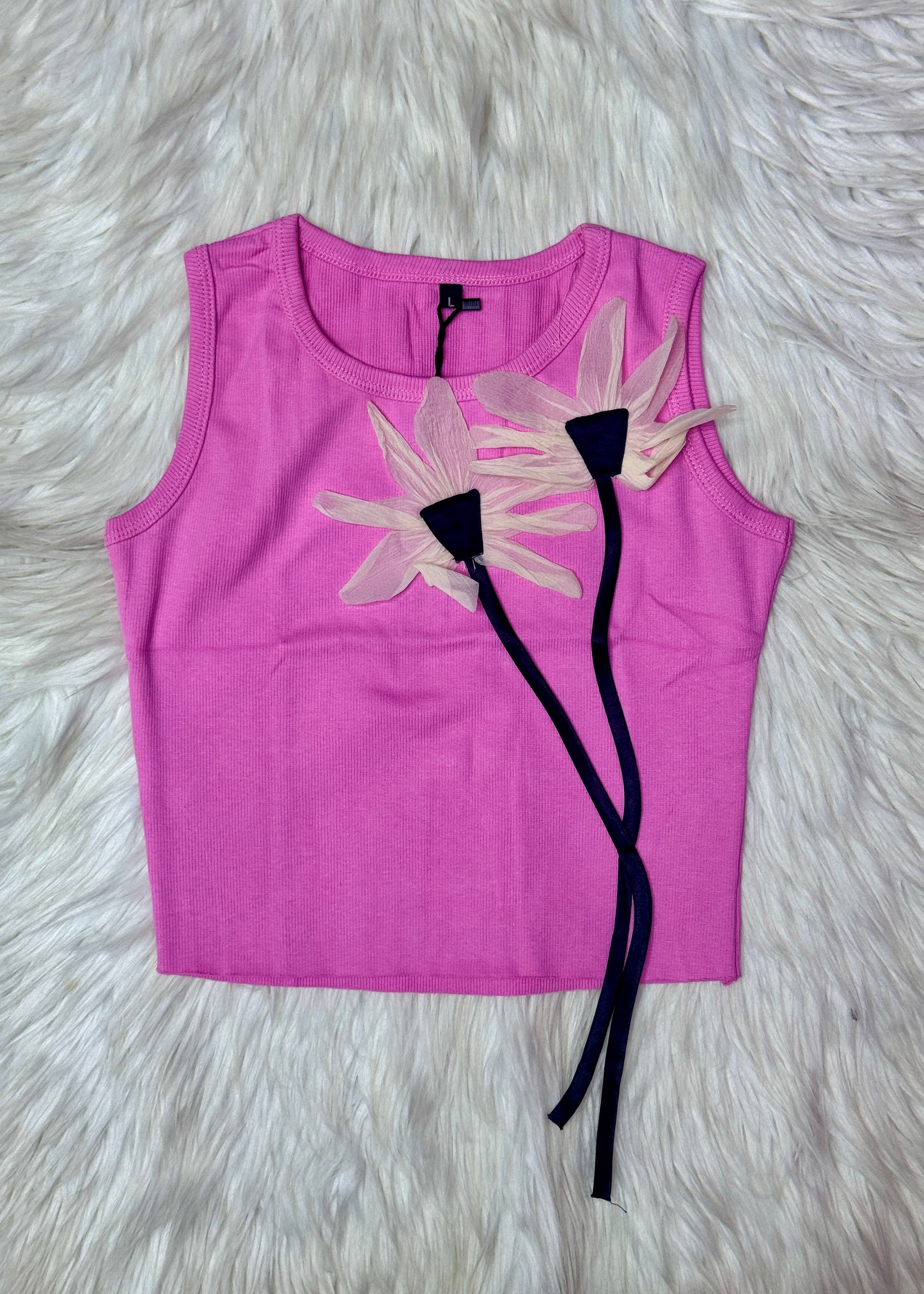 Tank Top with 3D Flowers
