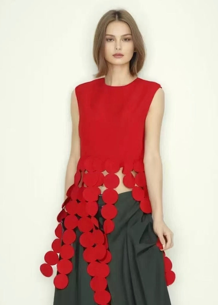 Crop Top with Hanging Circular Cutouts