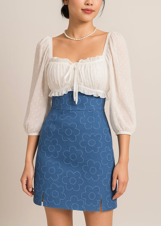 Floral Embroidered Denim Dress