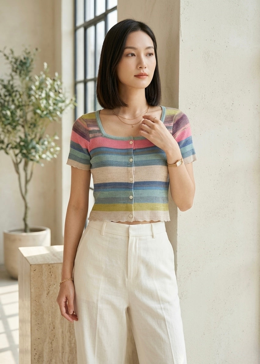 Colourful Striped Knitted Top