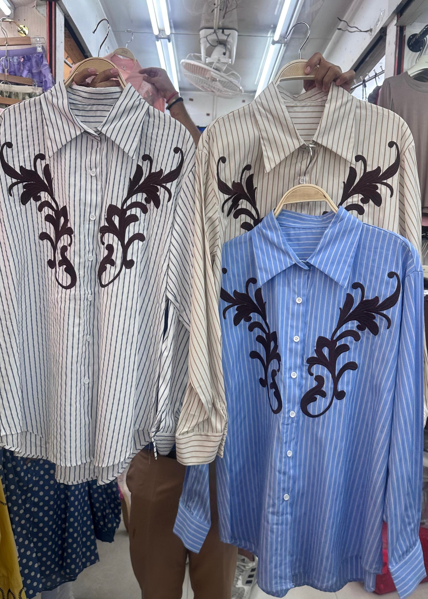 Classic Striped Shirt with Embroidery
