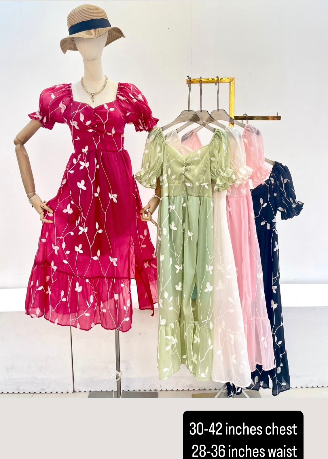 Embroidered Dress with Front Slit