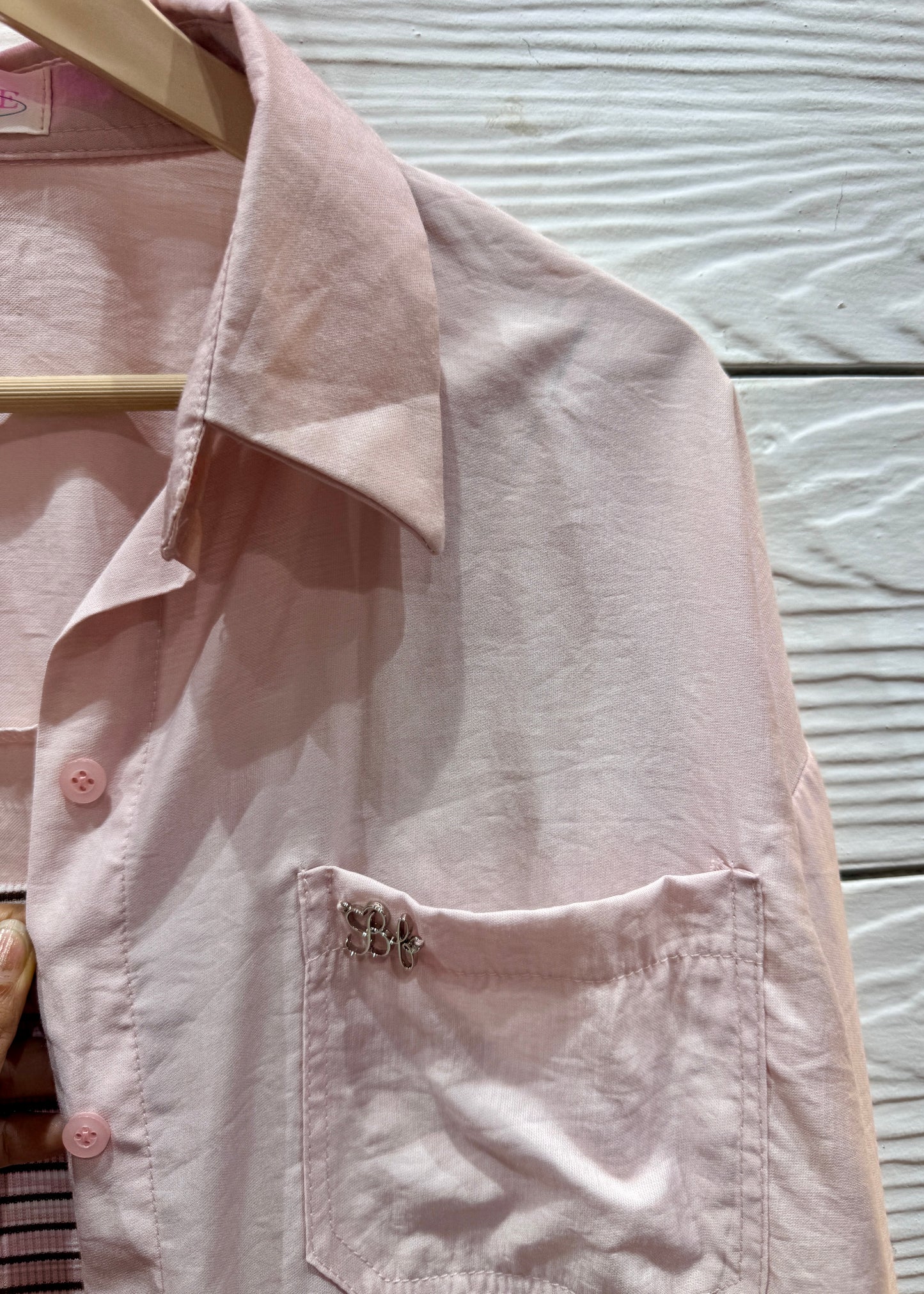 2 Pc Set - Plain Shirt with Striped Inner