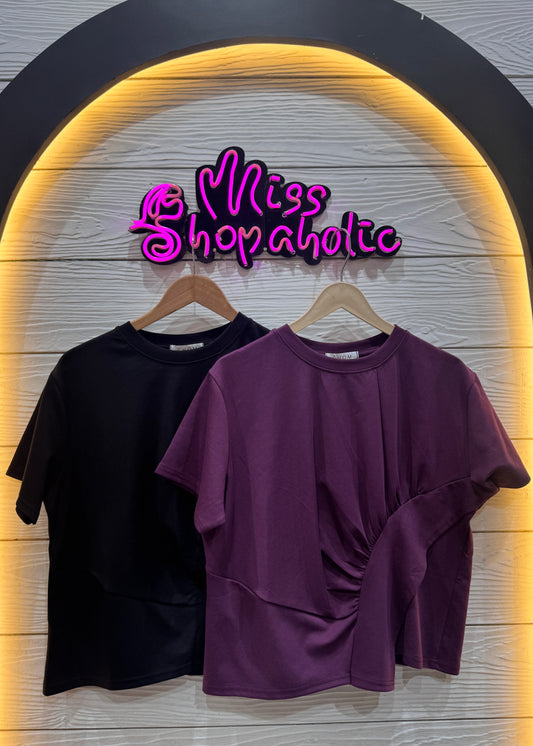 Oh So Comfy Side Ruched Solid T-shirt