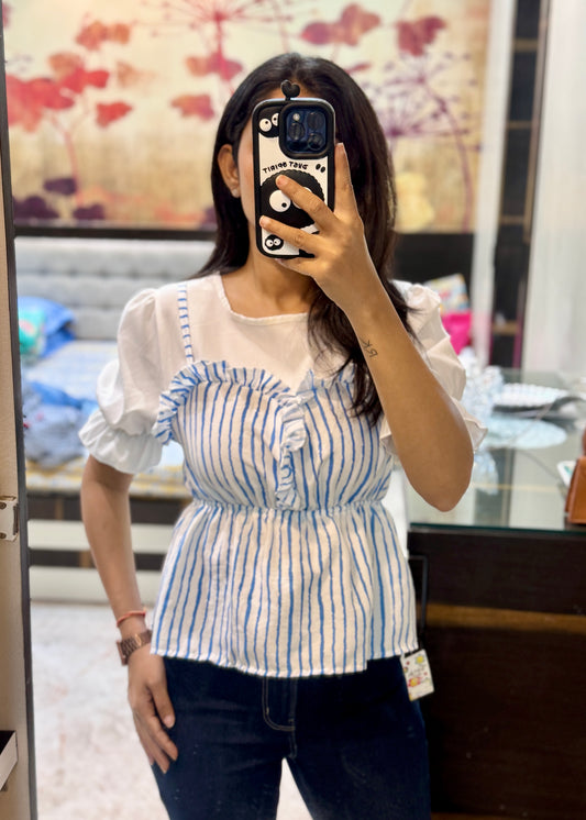 Cute Striped Peplum Top