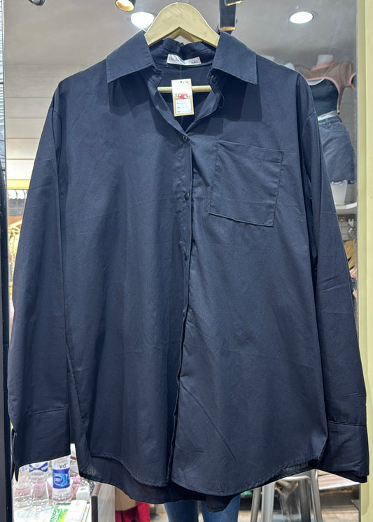 Plain Black Cotton Shirt