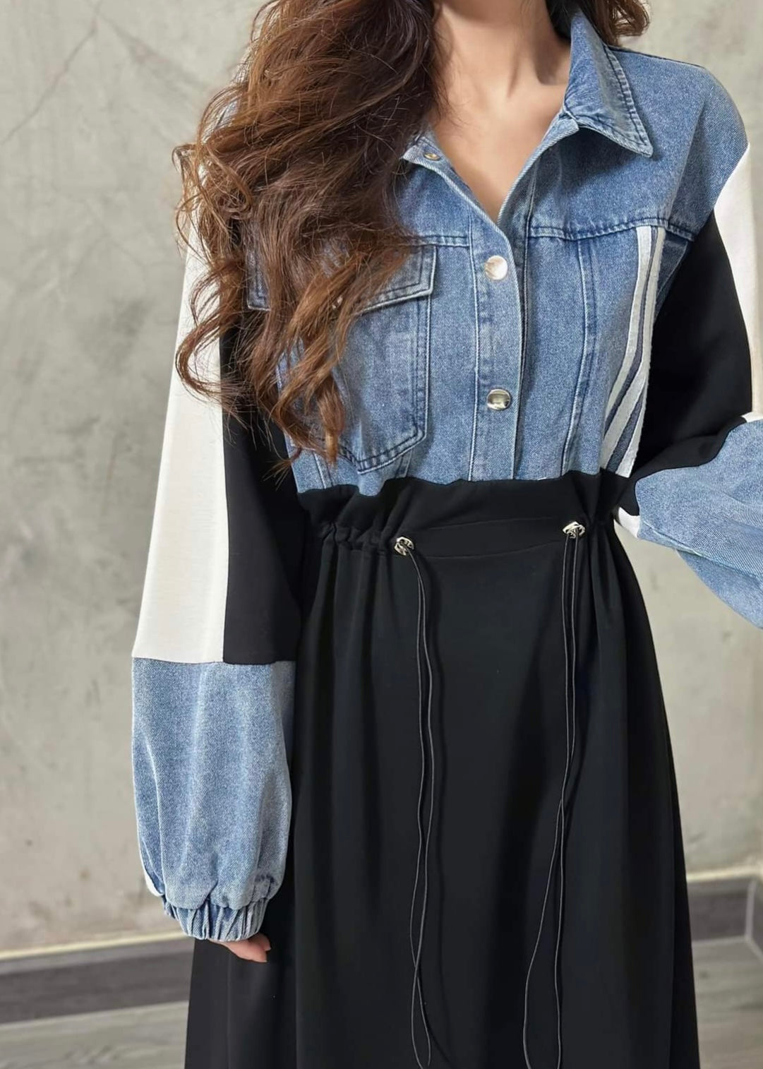Half Denim Half T-shirt Dress
