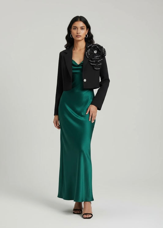 Premium 3D Flower Crop Jacket