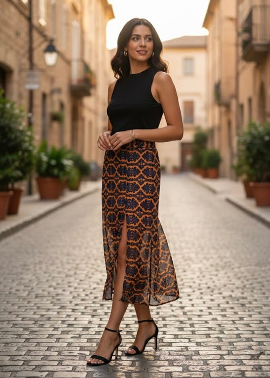 Lightweight Printed Skirt