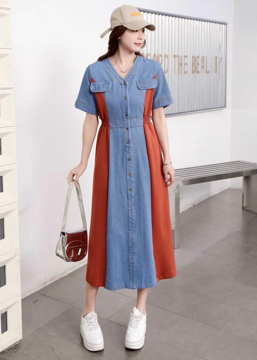 Half Denim Half T-shirt Fabric Dress