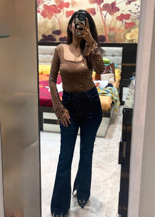 Full sleeves Partywear Bodysuit Top