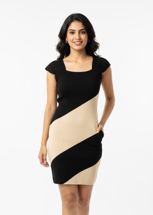 Broad Striped Knitted Dress