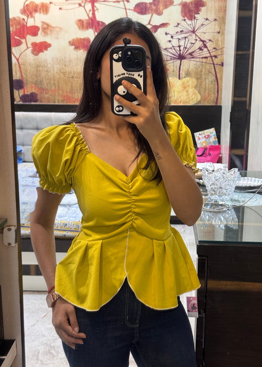 Cute Plain Peplum Top