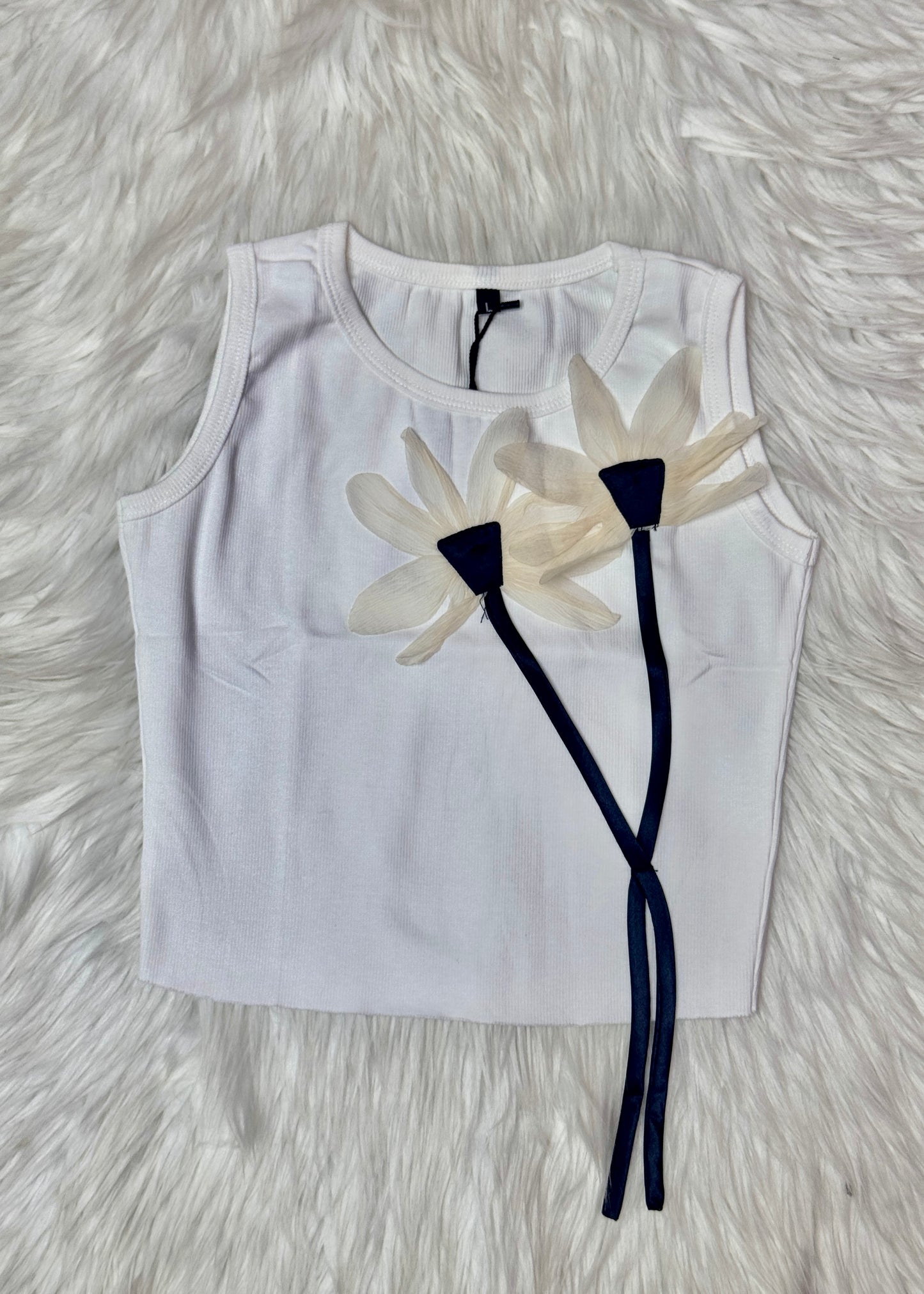 Tank Top with 3D Flowers