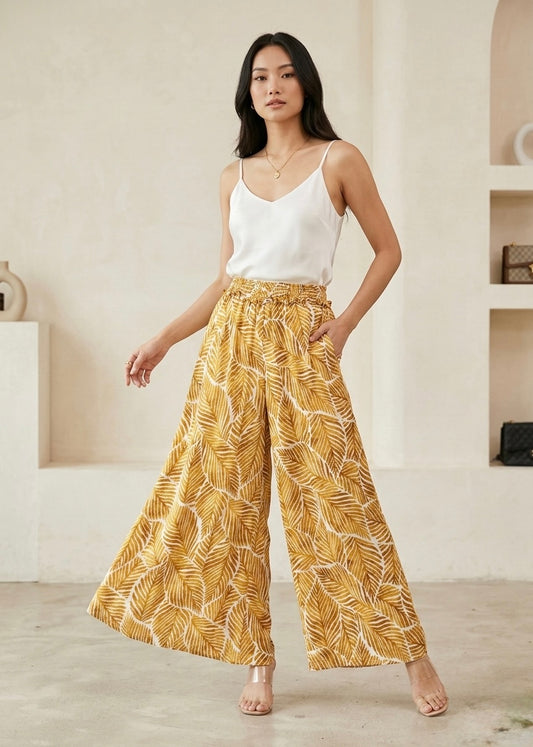 Wide Legged Printed Palazzo Pant