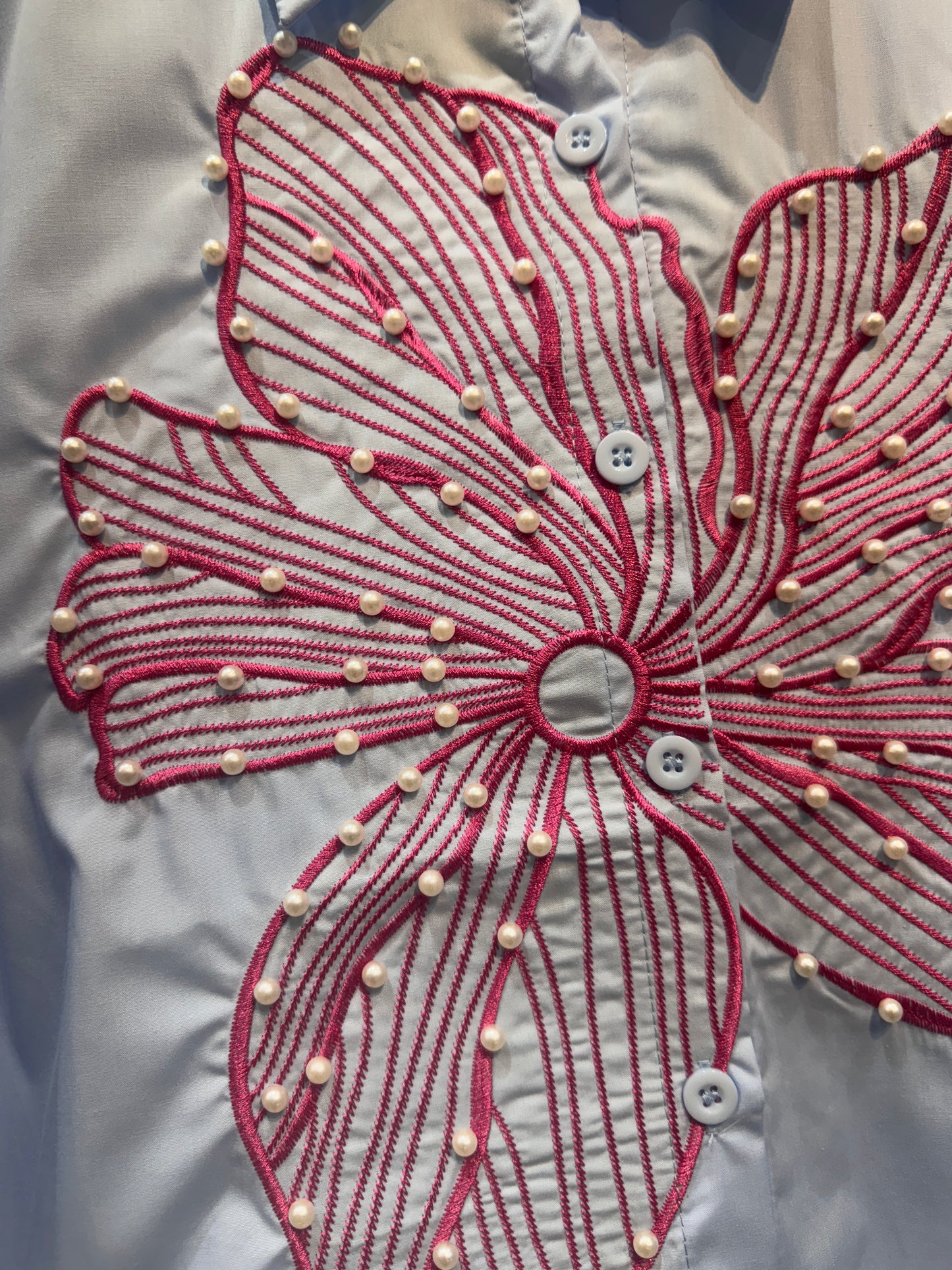 Classy Floral Embroidered Shirt with Pearl Work