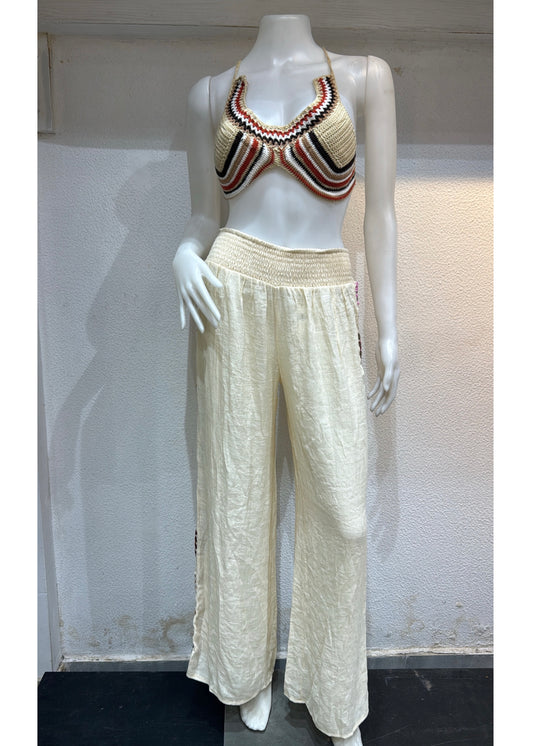 2 Pc Vacation Wear Pant Set (Beige)