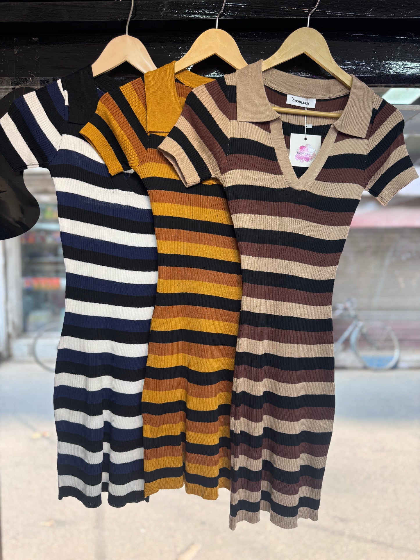 Striped Knitted Short Dress