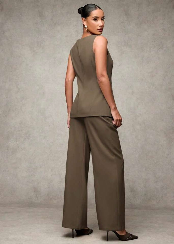 2 Pc Set - Rose Buttoned Waist Coat with Trouser Pant