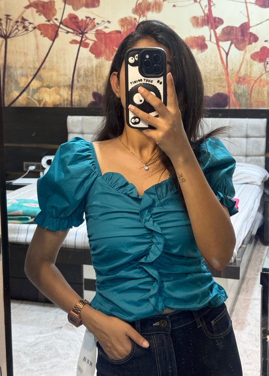 Puffy Sleeve Fitted Top