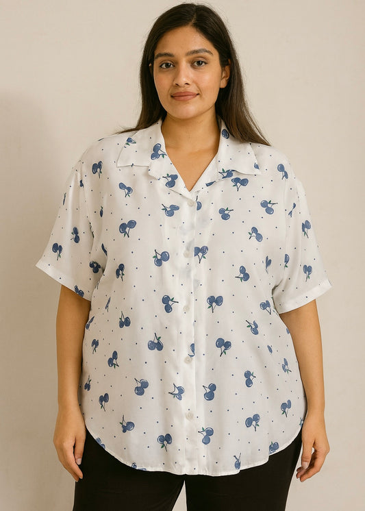 Oversized Cherry Printed Shirt