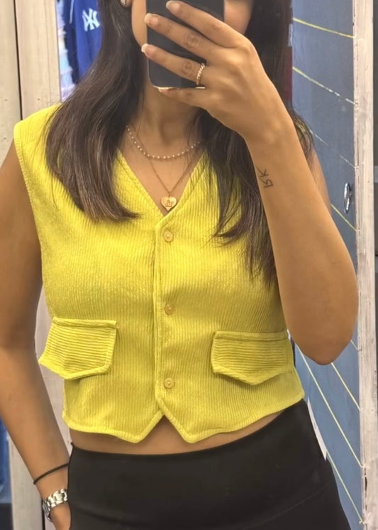 Neon Green Crop Waist Coat