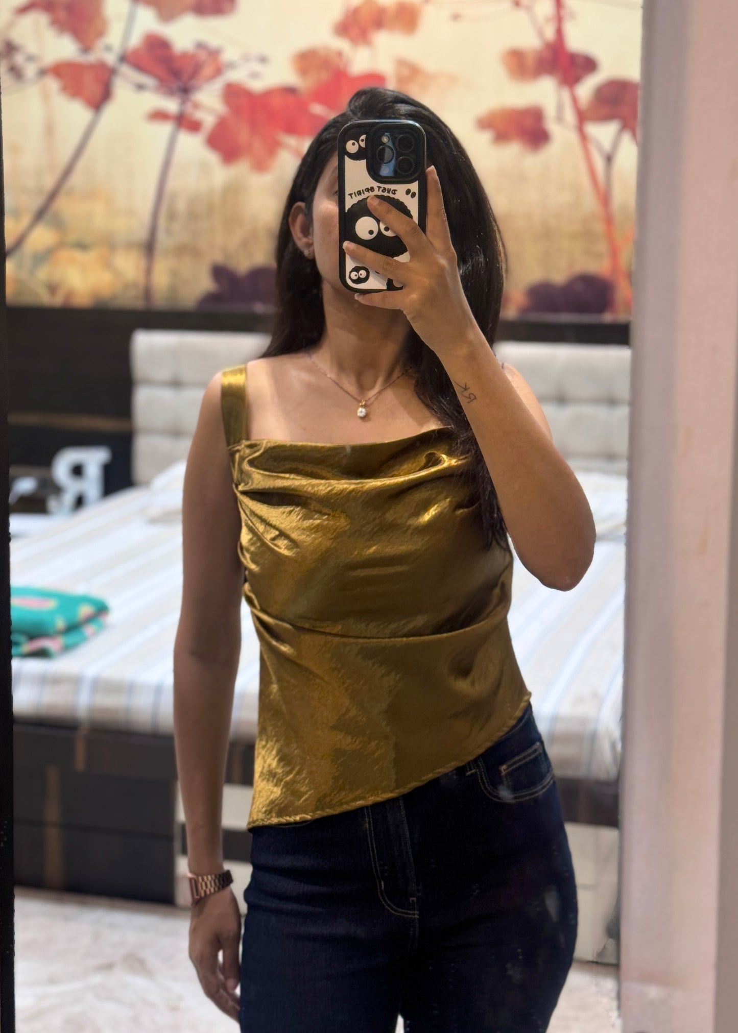 Plain Satin Cowl Neck Tops