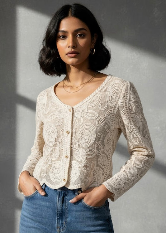 Full-sleeves Crochet Shirt