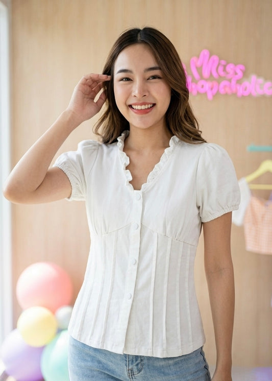 Cute White Denim Shirt