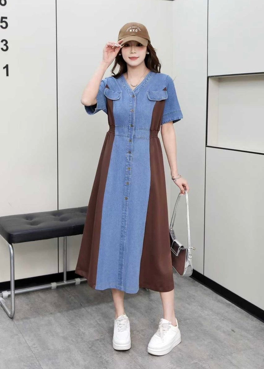 Half Denim Half T-shirt Fabric Dress