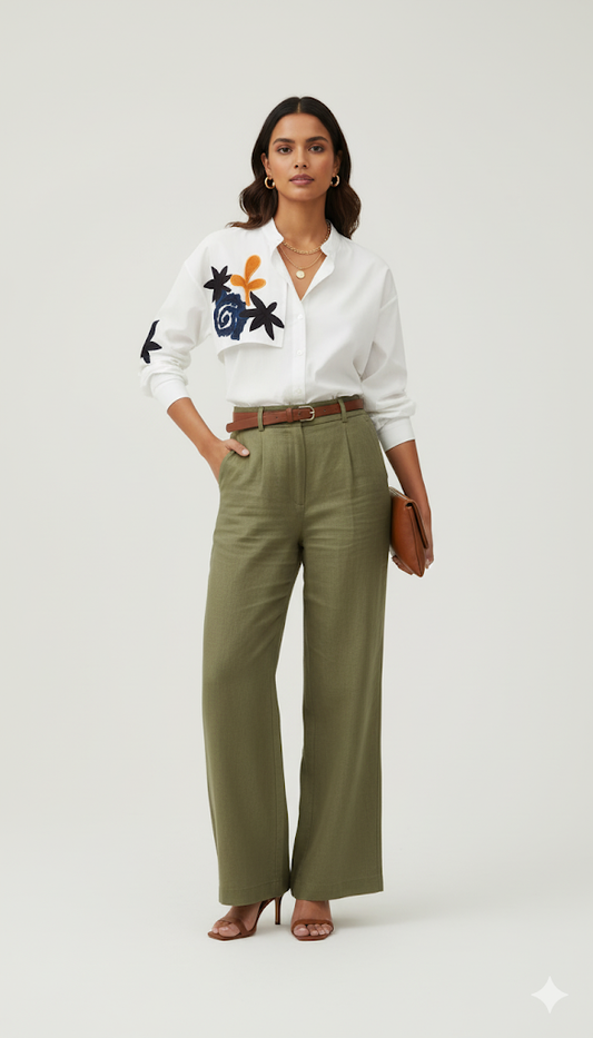 Embroidered Oversized Short Shirt
