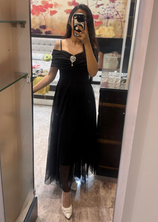 Partywear Long Black Dress