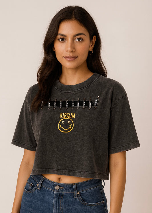 Oversized Printed Crop Top with Stylish Cut