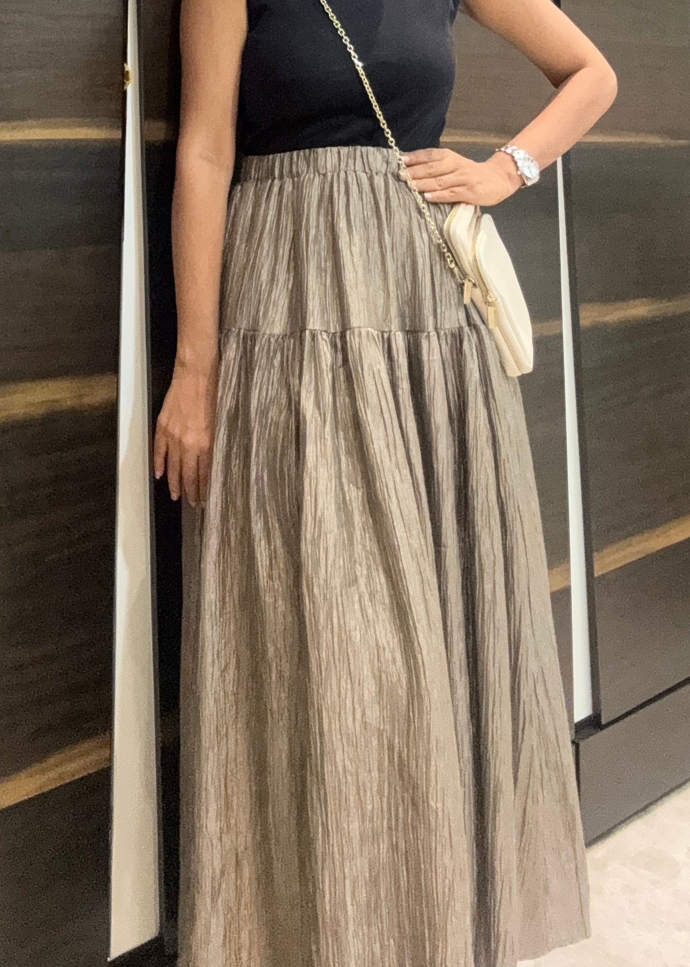 Stylish Metallic Flare Skirt