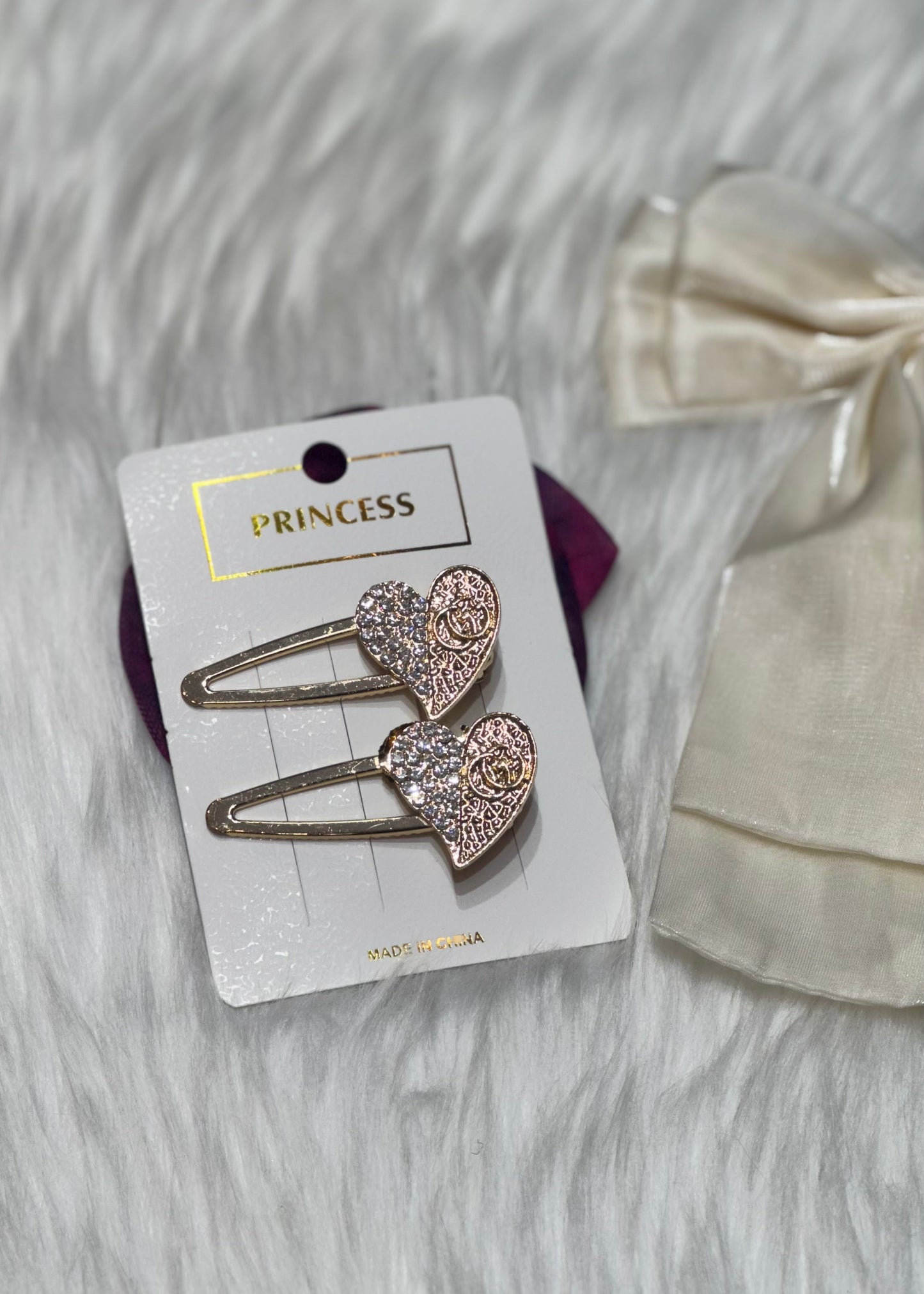 Gold-Toned Heart Shaped Hair Clips