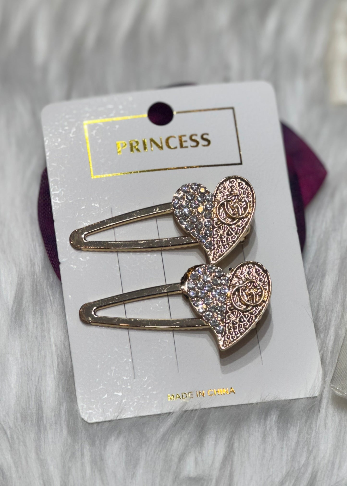 Gold-Toned Heart Shaped Hair Clips